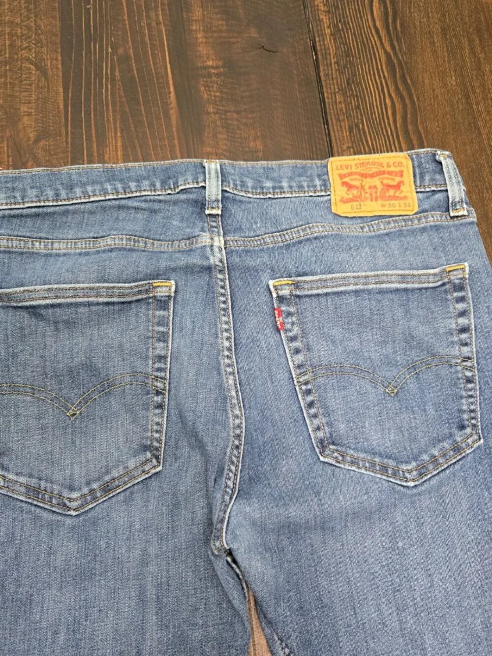 Levi's 512 Slim Taper Jeans Mens 36x34 (fit 34x30) Light Med Wash Stretch Denim